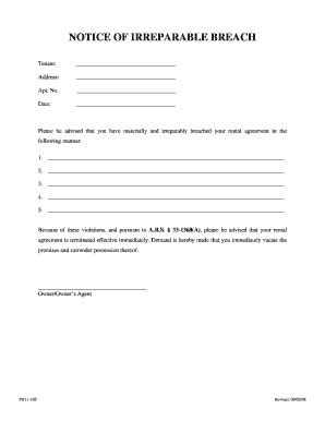Fillable Online pinalcountyaz Immediate Notice for Irreparable Breach ...