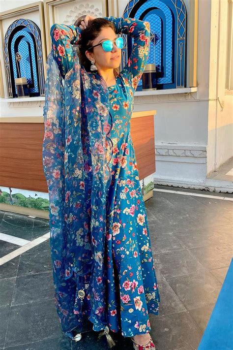 Tulsi Kumar in Bhanvara Persian Blue printed Anarkali with chooridar a ...