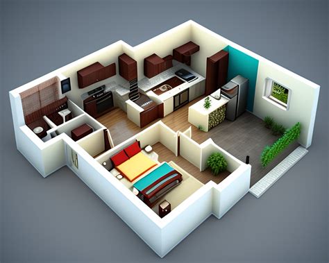 Lexica - 3d small house 1st floor plan design