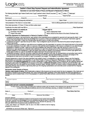 Cashiers Check Stop Payment Request And Indemnification - Fill and Sign ...