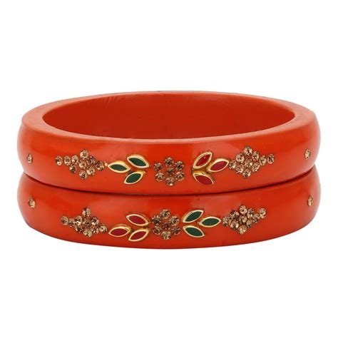 Sukriti Beautiful Casual Kundan Orange lac Kada Bangles for Women – Se ...