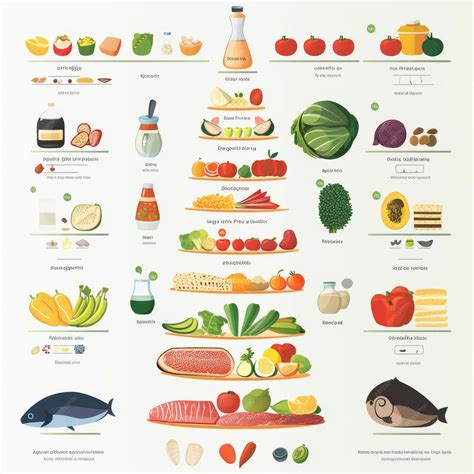 Food chart with different kinds of food including fruits vegetables meat and fish | Premium AI ...