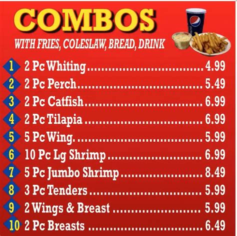 Menu at Captain Jays restaurant, Detroit, Greenfield Rd