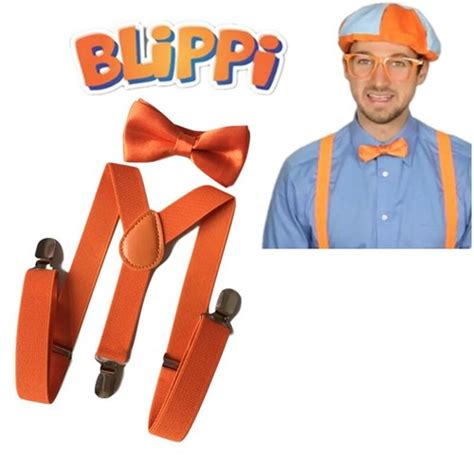 Buy Children TV Show Blippi Kids Tie Bow Trousers Strap Braces Pants ...