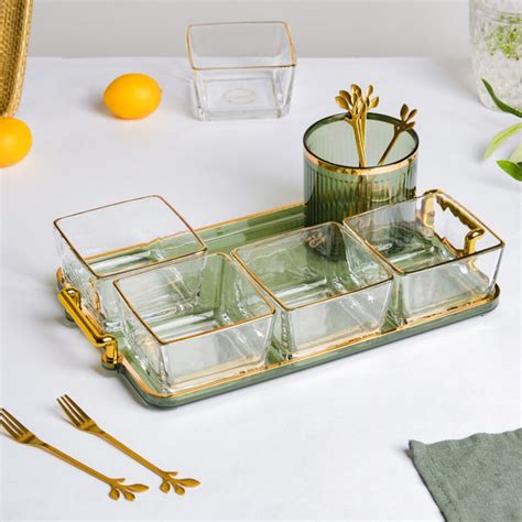 Sage Green Snack And Sweets Bowl Set of 13 Online - Premium Section ...