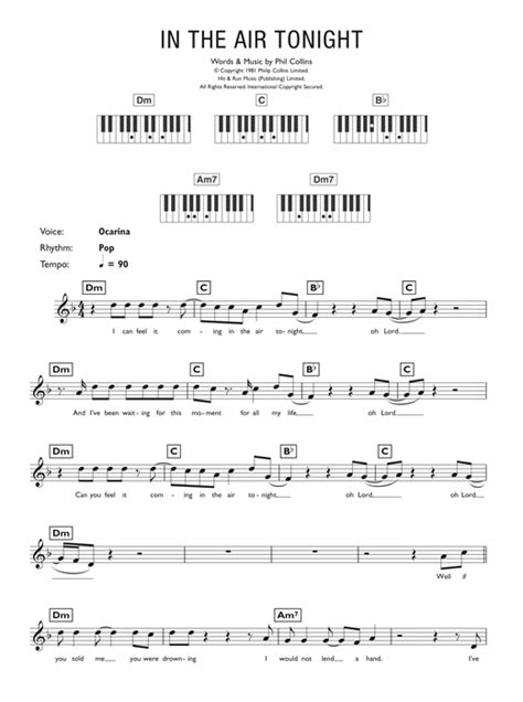 Phil Collins "In The Air Tonight" Sheet Music PDF Notes, Chords | Rock ...