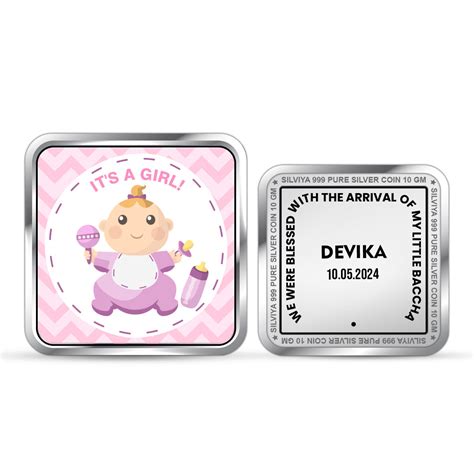 Personalized Baby Girl 999 Pure Silver Coin