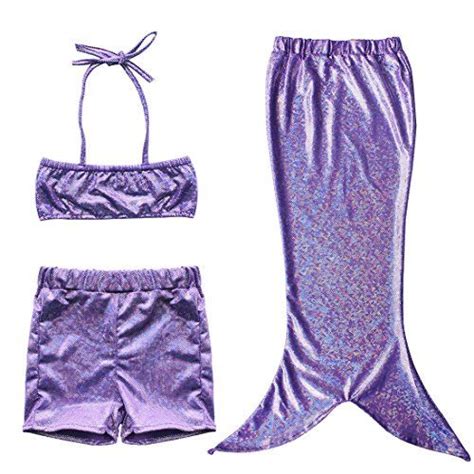 Amazon.com: iEFiEL Girls 3pcs Swimmable Princess Mermaid Swimsuit Open ...