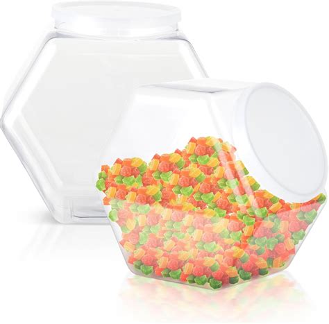 Amazon.com: Varku 129oz Plastic Candy Jars, 2 Packs Hexagon Cookie jars ...