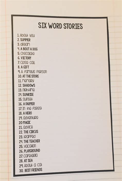 Six Word Stories for Your Classroom