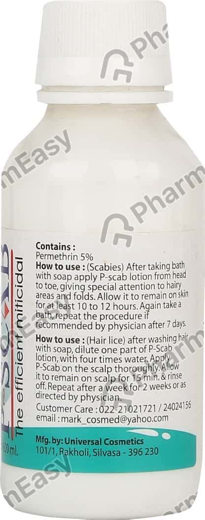 P Scab 5 % Lotion (100): Uses, Side Effects, Price & Dosage | PharmEasy