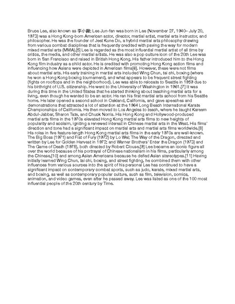 Bruce lee - research - Bruce Lee, also known as 李小龍; Lee Jun-fan was ...