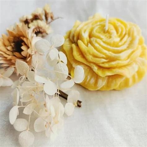 Rose Candle Yellow | Scented | Soy Wax | Table Decor (Strawberry ...