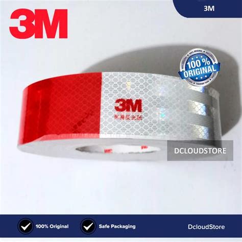 Jual Stiker Reflektor 3M 2 inch x 45M Mobil Truk - Red White / Merah ...