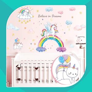 JAAMSO ROYALS Creative Unicorn Rainbow Peel And Stick Stickers for ...