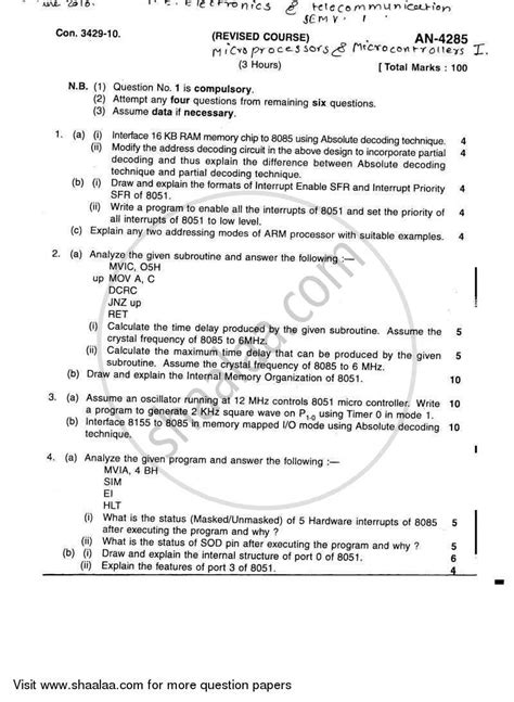 Microprocessors and Microcontrollers 1 2009-2010 BE Electronics and ...