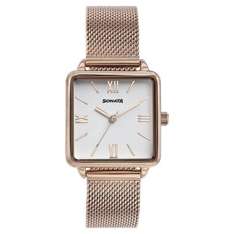 Buy Online Sonata Quartz Analog White Dial Rose Gold Stainless Steel ...