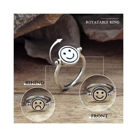 Buy Double-faced Smiley Sad Face Rotatable Rings 2022 Trend Anxiety ...