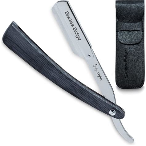 SWISS EDGE Cut Throat Razor Kit - Matte Black with Gold Plated Swing ...