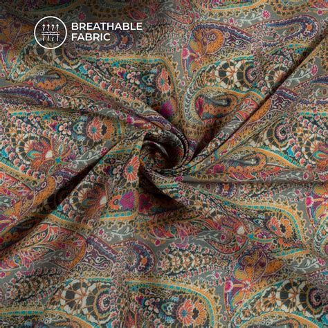 Multi-Color Paisley Digital Print Pure Cotton Mulmul Fabric – Fabcurate