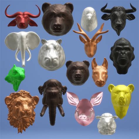 Animal Head STL Printable Bundle File Home Decoration With 3D Print ...