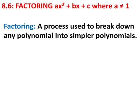 Image result for Factoring Polynomials AX Bx C Using the AC Method