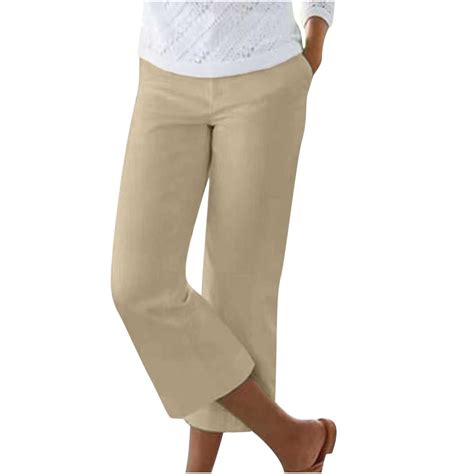 GeNai Summer Pants for Women 2025 Petite Capri Pants for Women Cotton ...