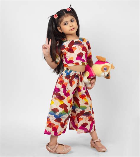 Earthy Leaves Printed Co ord Sets For Girls - Koochi Poochi – koochi Poochi