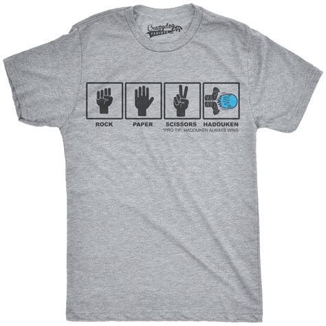 Mens Rock Paper Scissors Hadouken T shirt Funny Video Gamer Nerdy ...