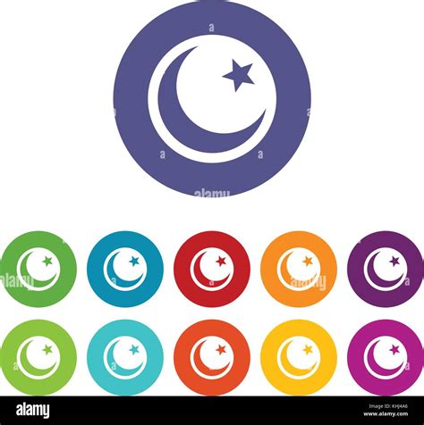 Crescent and star set icons Stock Vector Image & Art - Alamy