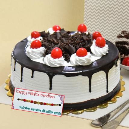 Send Black Forest Cream Cake with Rakhi Online in India at Indiagift.in