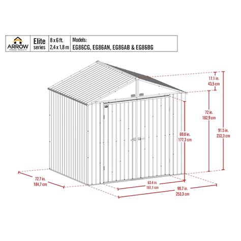Arrow 8-ft x 6-ft Elite Galvanized Steel Storage Shed in the Metal ...
