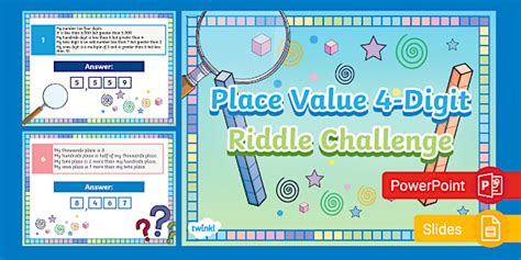 Third Grade Place Value 4-Digit Number Riddle Challenge