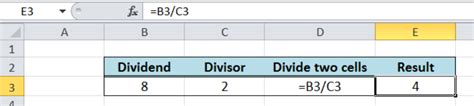 How to Do Divide in Excel 的图像结果