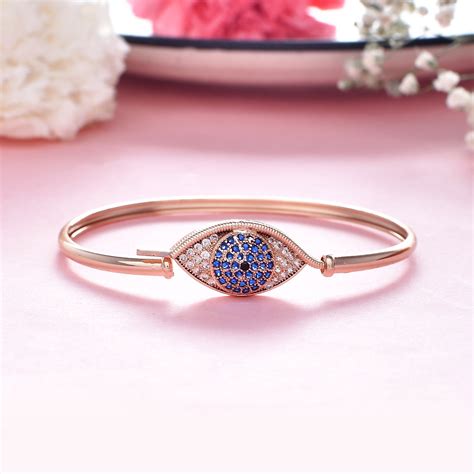 Sparkling Elegance Evil Eye Bracelet With Rose Gold Plating – VOYLLA