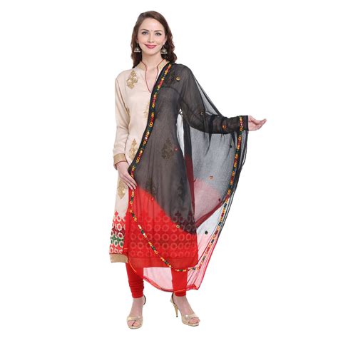 Dupatta Bazaar Women's Shaded Mirror Work Chifffon Dupatta Dupatta Bazaar