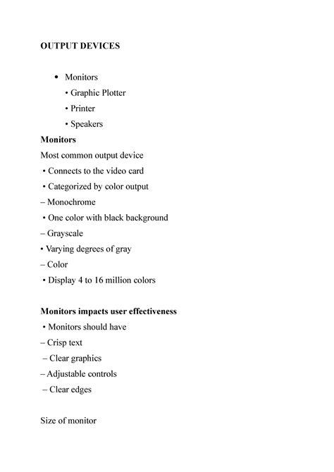Output Devices - OUTPUT DEVICES Monitors Graphic Plotter Printer ...