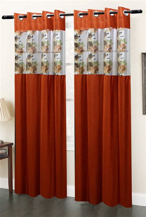 Buy Homefab India Set of 4 Floral Rust Window Curtain - 6 ft Online at ...