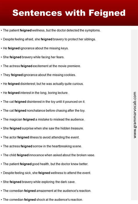 Use Feigned in A Sentence - GrammarVocab