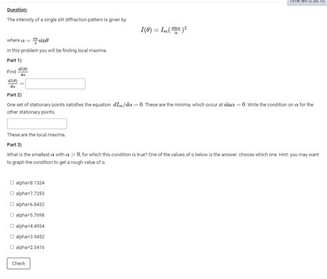 Image result for Single Slit Diffraction Intensity Equation