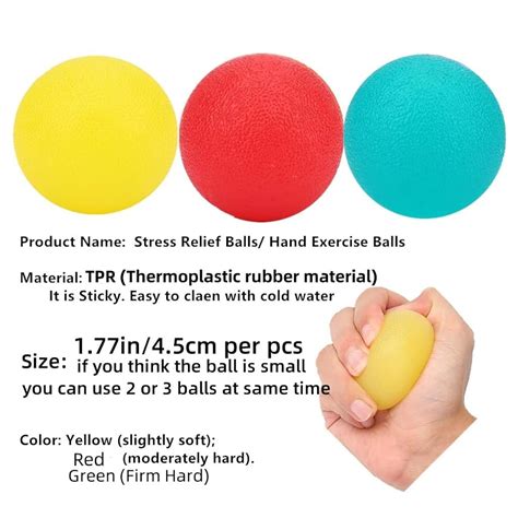 Hand Therapy Exercise Balls For Arthritis 3-Level Resistance Stress ...