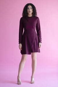 Buy Kritika Madan Label Maroon Crepe Asymmetric Dress Online | Aza Fashion.