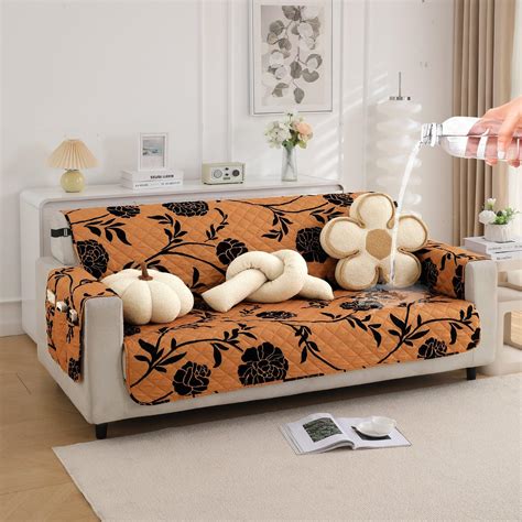 Feather Brown Floral Printed Stretchable Sofa Cover – HOKIPO | Har Ghar ...