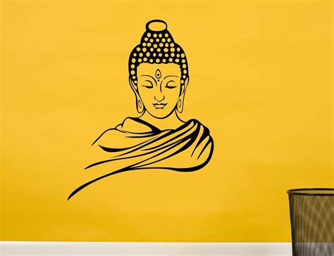 Buy Wall Guru Lord Buddha Black Wall Decal and Sticker Vinyl Wall ...