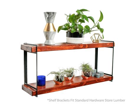 2 Tier Industrial Heavy Duty Black Floating Shelf Brackets/ Metal steel ...