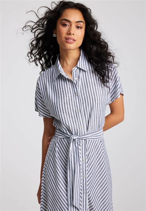 Womens Blue Stripe Shirt Dress | Peacocks