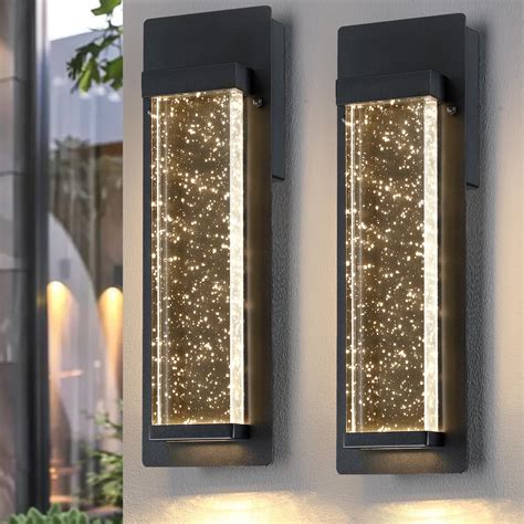 SNRU Modern LED Outdoor Wall Sconces Lights Exterior for House, 2 Pack ...