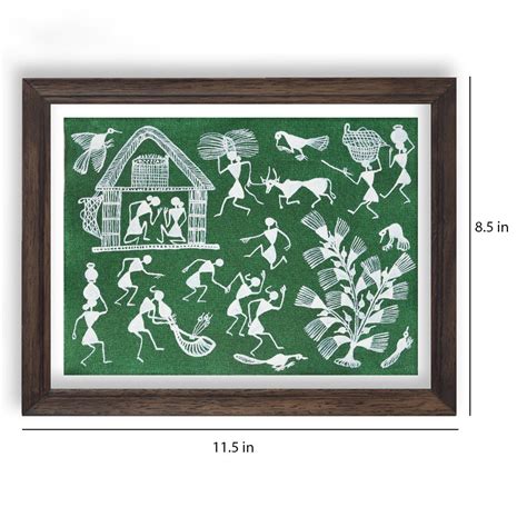 warli painting-farming scene and folk music (green)