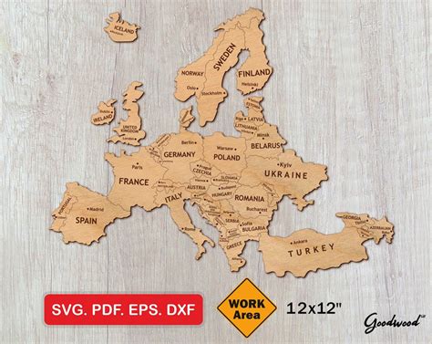 Buy Map of Europe With Countries SVG, Map With Capitals, Vector File ...