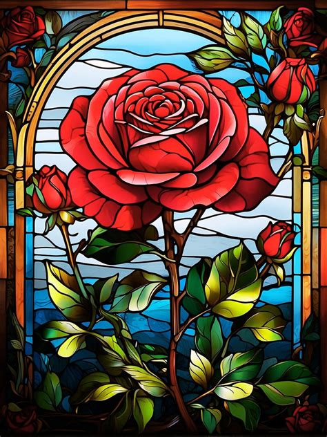 Stained Glass Red Rose Free Stock Photo - Public Domain Pictures